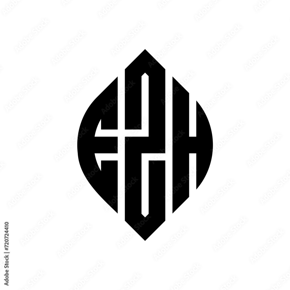 Obraz premium EZH circle letter logo design with circle and ellipse shape. EZH ellipse letters with typographic style. The three initials form a circle logo. EZH Circle Emblem Abstract Monogram Letter Mark Vector.