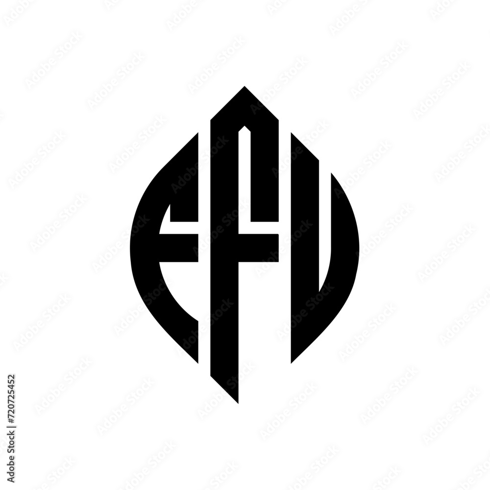 FFU circle letter logo design with circle and ellipse shape. FFU ellipse letters with typographic style. The three initials form a circle logo. FFU Circle Emblem Abstract Monogram Letter Mark Vector. FFU circle letter logo design with circle and ellipse shape. FFU ellipse letters with typographic style. The three initials form a circle logo. FFU Circle Emblem Abstract Monogram Letter Mark Vector.