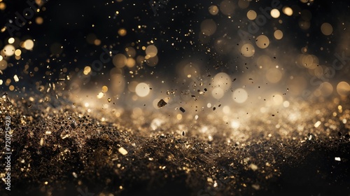 Glittering Gold Dust Background. New Year Celebration Wallpaper. photo