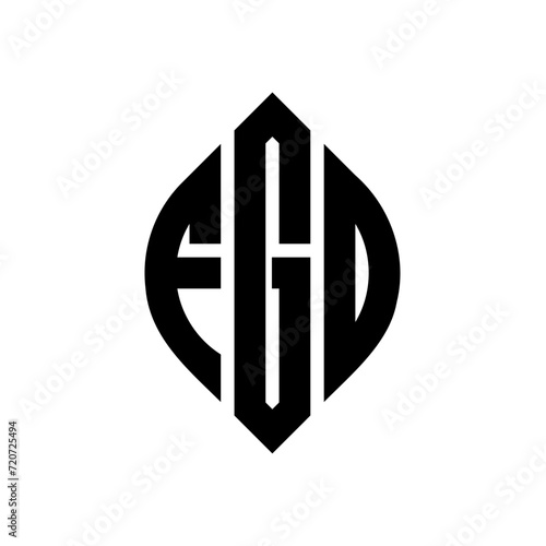 FGO circle letter logo design with circle and ellipse shape. FGO ellipse letters with typographic style. The three initials form a circle logo. FGO Circle Emblem Abstract Monogram Letter Mark Vector.