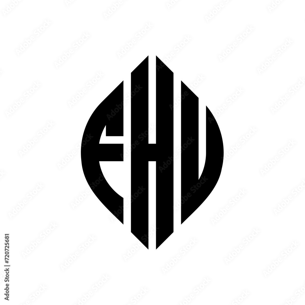 FHU circle letter logo design with circle and ellipse shape. FHU ellipse letters with typographic style. The three initials form a circle logo. FHU Circle Emblem Abstract Monogram Letter Mark Vector. FHU circle letter logo design with circle and ellipse shape. FHU ellipse letters with typographic style. The three initials form a circle logo. FHU Circle Emblem Abstract Monogram Letter Mark Vector.
