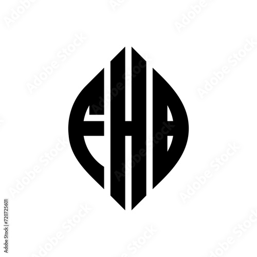 FHB circle letter logo design with circle and ellipse shape. FHB ellipse letters with typographic style. The three initials form a circle logo. FHB Circle Emblem Abstract Monogram Letter Mark Vector. photo