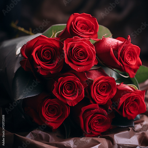 A colorful bouquet of red roses 