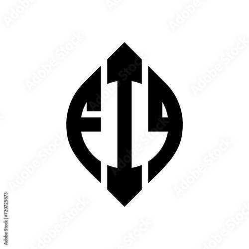 FIQ circle letter logo design with circle and ellipse shape. FIQ ellipse letters with typographic style. The three initials form a circle logo. FIQ Circle Emblem Abstract Monogram Letter Mark Vector. photo