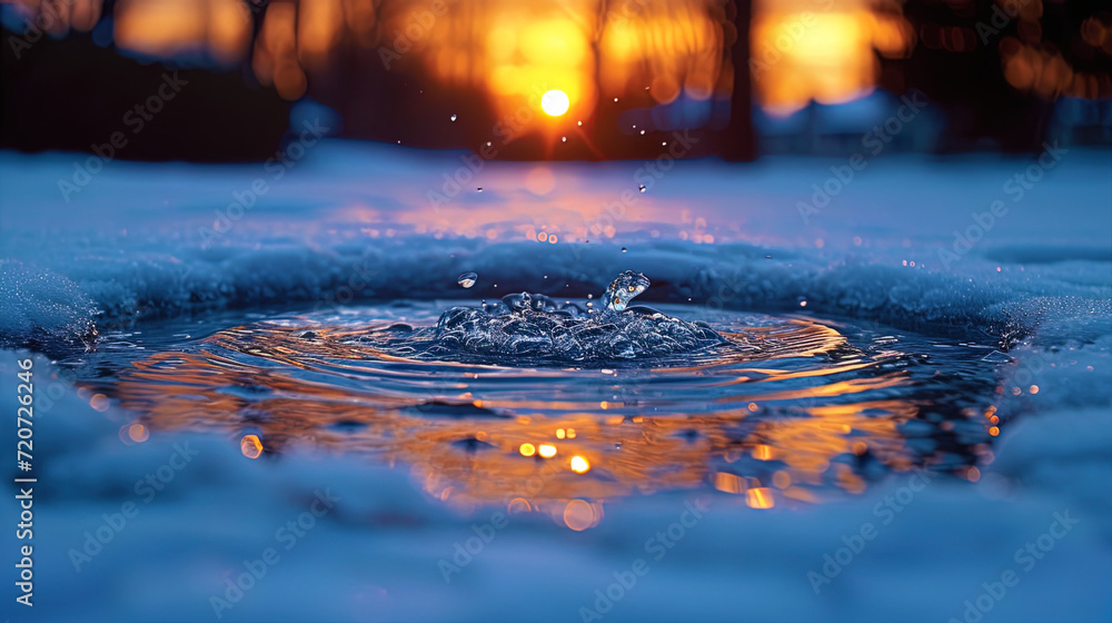 The picture, which captures the moment of melting of snow, the