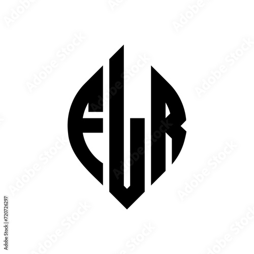 FLR circle letter logo design with circle and ellipse shape. FLR ellipse letters with typographic style. The three initials form a circle logo. FLR Circle Emblem Abstract Monogram Letter Mark Vector. photo