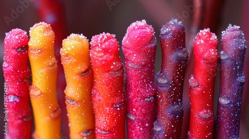 The stems of Herber are covered with large, bright colors, like a rainbow, bringing joy after winter grayn photo
