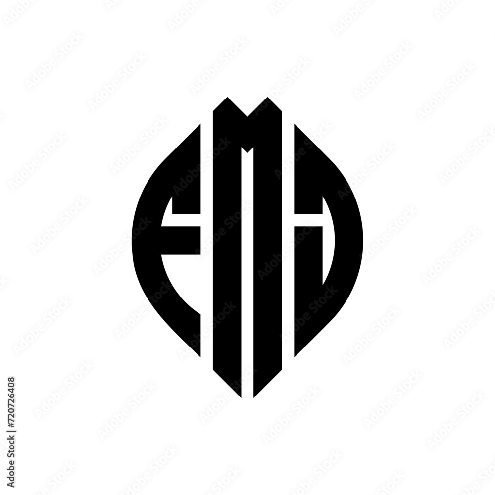 FMJ circle letter logo design with circle and ellipse shape. FMJ ellipse letters with typographic style. The three initials form a circle logo. FMJ Circle Emblem Abstract Monogram Letter Mark Vector. FMJ circle letter logo design with circle and ellipse shape. FMJ ellipse letters with typographic style. The three initials form a circle logo. FMJ Circle Emblem Abstract Monogram Letter Mark Vector.