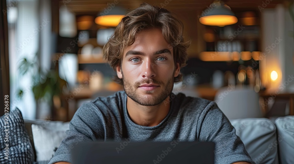Fototapeta premium man sitting on a bar counter