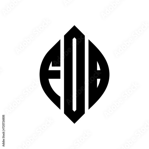 FOB circle letter logo design with circle and ellipse shape. FOB ellipse letters with typographic style. The three initials form a circle logo. FOB Circle Emblem Abstract Monogram Letter Mark Vector.