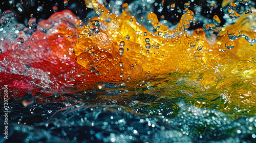 Abstract composition of multi colored drops of water that create a unique pat