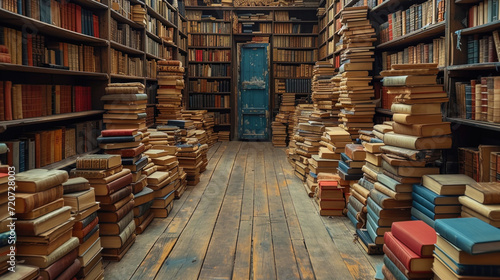 Photo of an old bookstore with shelves overflowing bo