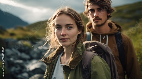 Young couple hiking