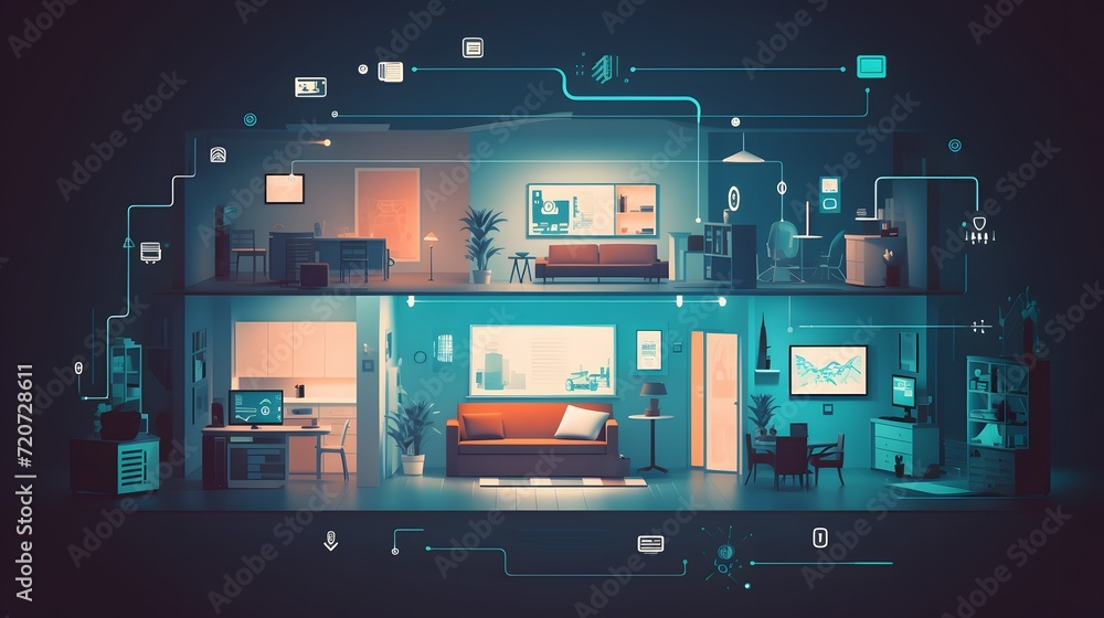 Internet of Things with an image of a smart home Internet of Things with an image of a smart home