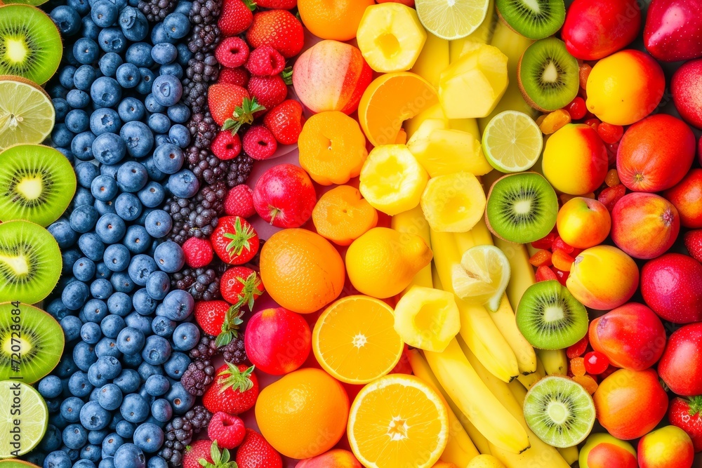 fresh fruit in a rainbow, diet ,vitamin resource