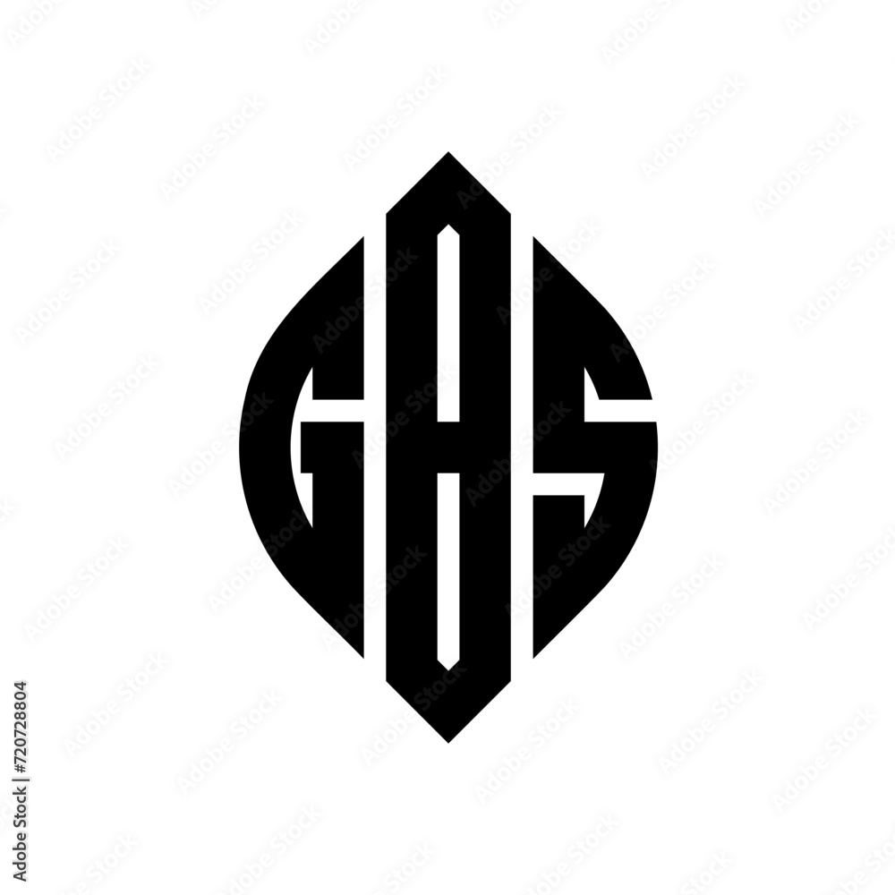 Obraz premium GBS circle letter logo design with circle and ellipse shape. GBS ellipse letters with typographic style. The three initials form a circle logo. GBS Circle Emblem Abstract Monogram Letter Mark Vector.