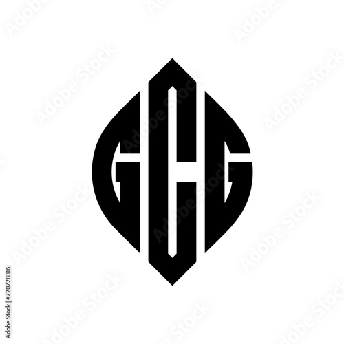 GCG circle letter logo design with circle and ellipse shape. GCG ellipse letters with typographic style. The three initials form a circle logo. GCG Circle Emblem Abstract Monogram Letter Mark Vector.