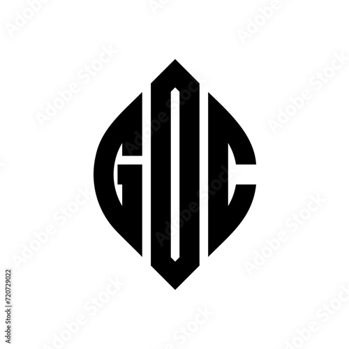 GDC circle letter logo design with circle and ellipse shape. GDC ellipse letters with typographic style. The three initials form a circle logo. GDC Circle Emblem Abstract Monogram Letter Mark Vector.