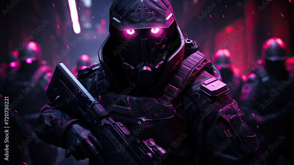 futuristic soldier in a dark city futuristic soldier in a dark city