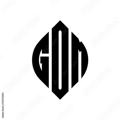 GOM circle letter logo design with circle and ellipse shape. GOM ellipse letters with typographic style. The three initials form a circle logo. GOM Circle Emblem Abstract Monogram Letter Mark Vector. photo