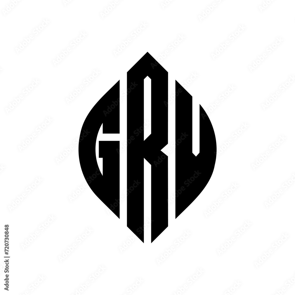 GRV circle letter logo design with circle and ellipse shape. GRV ellipse letters with typographic style. The three initials form a circle logo. GRV Circle Emblem Abstract Monogram Letter Mark Vector. GRV circle letter logo design with circle and ellipse shape. GRV ellipse letters with typographic style. The three initials form a circle logo. GRV Circle Emblem Abstract Monogram Letter Mark Vector.