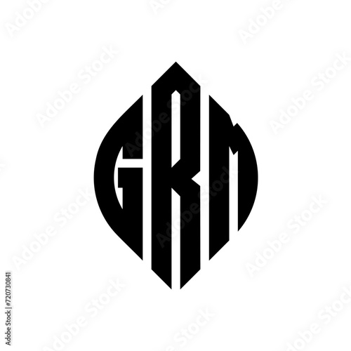 GRM circle letter logo design with circle and ellipse shape. GRM ellipse letters with typographic style. The three initials form a circle logo. GRM Circle Emblem Abstract Monogram Letter Mark Vector. photo