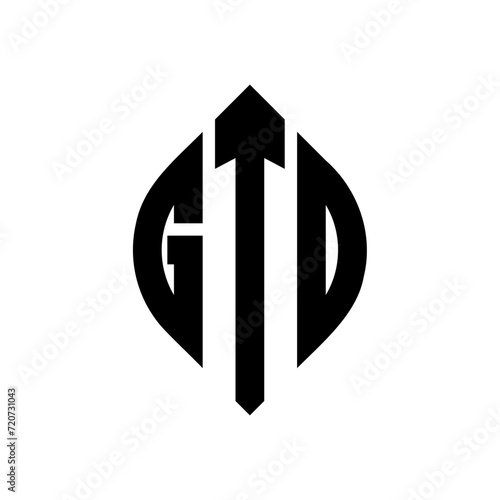 GTD circle letter logo design with circle and ellipse shape. GTD ellipse letters with typographic style. The three initials form a circle logo. GTD Circle Emblem Abstract Monogram Letter Mark Vector.