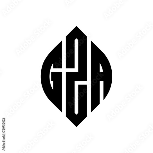 GZA circle letter logo design with circle and ellipse shape. GZA ellipse letters with typographic style. The three initials form a circle logo. GZA Circle Emblem Abstract Monogram Letter Mark Vector. photo