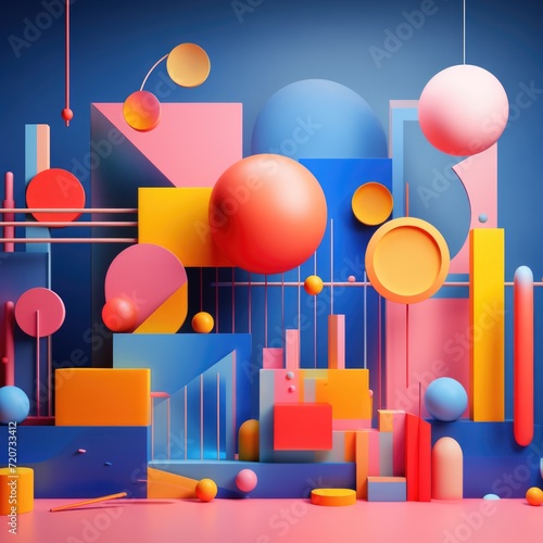 3d rendering, geometric shape, colorful background, digital illustration