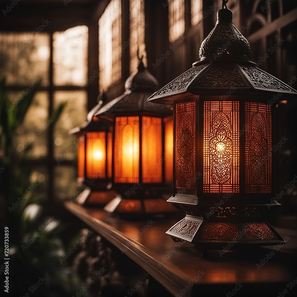 fashioned indoor lanterns placed on a table