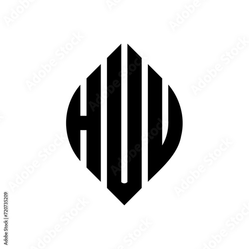 HUU circle letter logo design with circle and ellipse shape. HUU ellipse letters with typographic style. The three initials form a circle logo. HUU circle emblem abstract monogram letter mark vector. photo