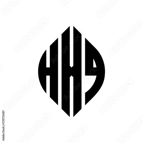 HXQ circle letter logo design with circle and ellipse shape. HXQ ellipse letters with typographic style. The three initials form a circle logo. HXQ circle emblem abstract monogram letter mark vector.
