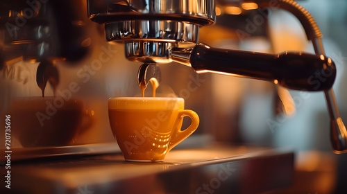 espresso machine pouring espresso