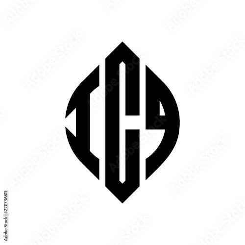 ICQ circle letter logo design with circle and ellipse shape. ICQ ellipse letters with typographic style. The three initials form a circle logo. ICQ circle emblem abstract monogram letter mark vector.