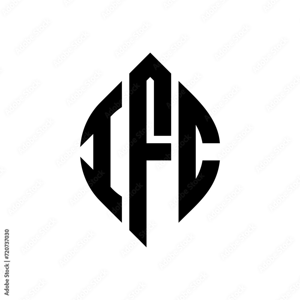IFC circle letter logo design with circle and ellipse shape. IFC ellipse letters with typographic style. The three initials form a circle logo. IFC circle emblem abstract monogram letter mark vector. IFC circle letter logo design with circle and ellipse shape. IFC ellipse letters with typographic style. The three initials form a circle logo. IFC circle emblem abstract monogram letter mark vector.