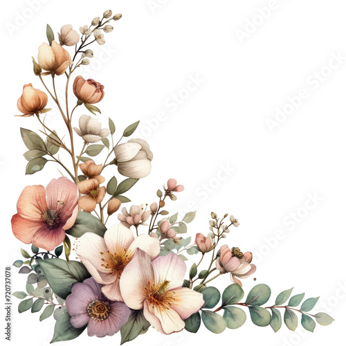 watercolor wedding elegant border isolated
