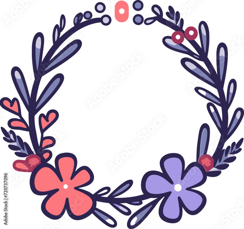 Digital Seasonal Flora Wreath IllustrationVectorized Floral Circlets Wreath Design