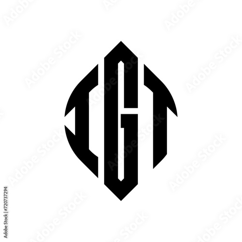 IGT circle letter logo design with circle and ellipse shape. IGT ellipse letters with typographic style. The three initials form a circle logo. IGT circle emblem abstract monogram letter mark vector. photo