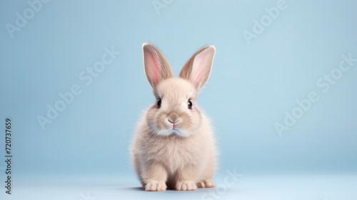 Cute little rabbit on a pastel background. Copy space for text. © Voilla
