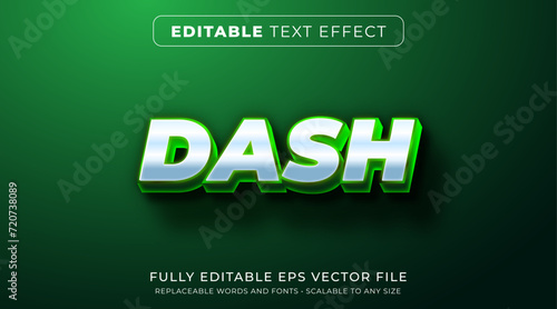 Editable text effect in metallic green neon style