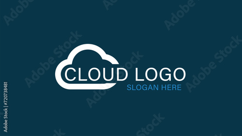 Minimalist cloud tech logo concept Design, Cloud computing logo design.