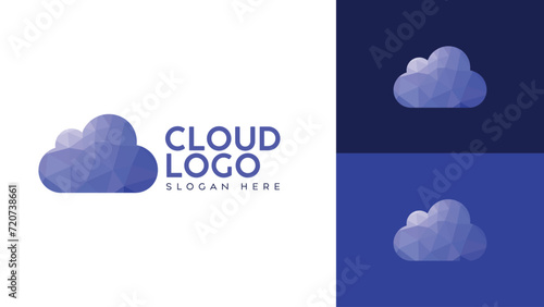 Creative Cloud logo design with Blue color background, Cloud computing logo concept.