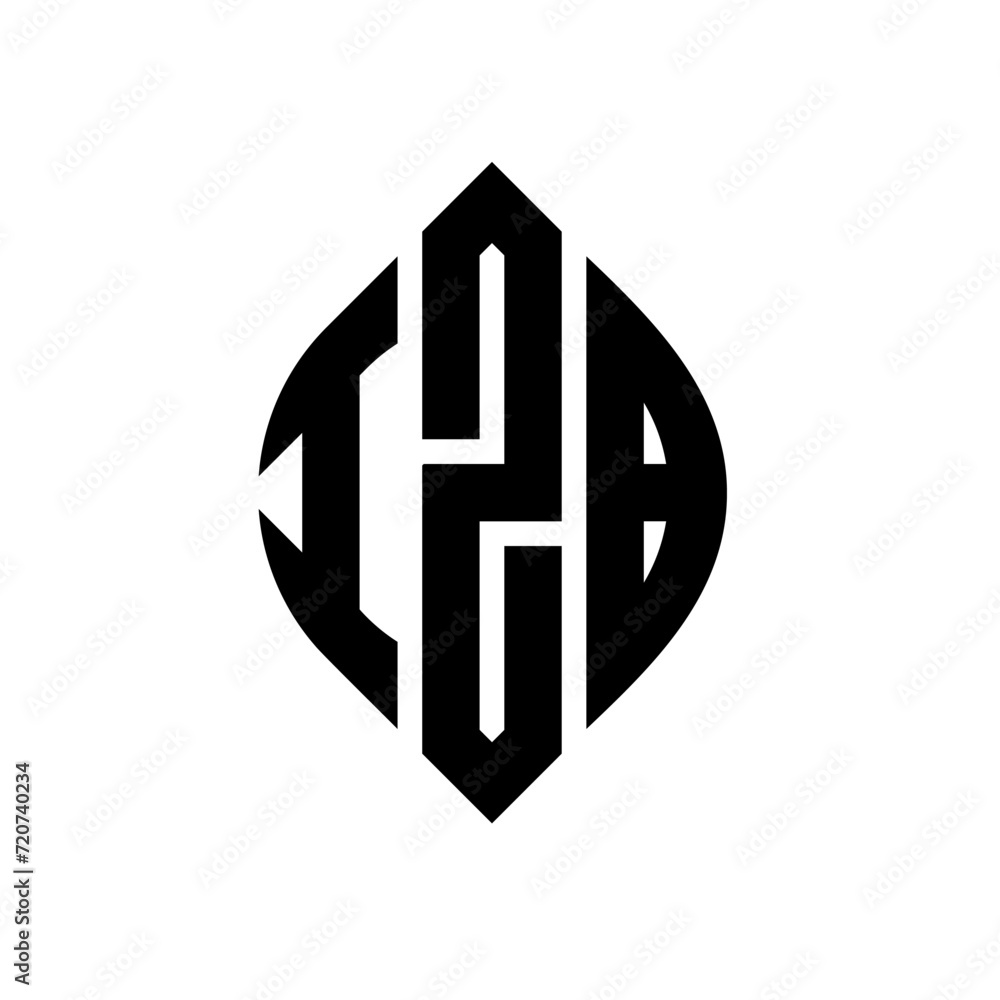 IZB circle letter logo design with circle and ellipse shape. IZB ellipse letters with typographic style. The three initials form a circle logo. IZB circle emblem abstract monogram letter mark vector.