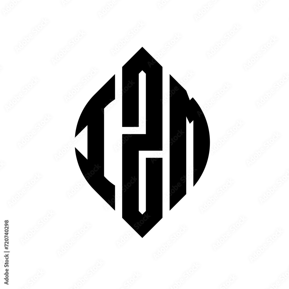 IZM circle letter logo design with circle and ellipse shape. IZM ellipse letters with typographic style. The three initials form a circle logo. IZM circle emblem abstract monogram letter mark vector. IZM circle letter logo design with circle and ellipse shape. IZM ellipse letters with typographic style. The three initials form a circle logo. IZM circle emblem abstract monogram letter mark vector.