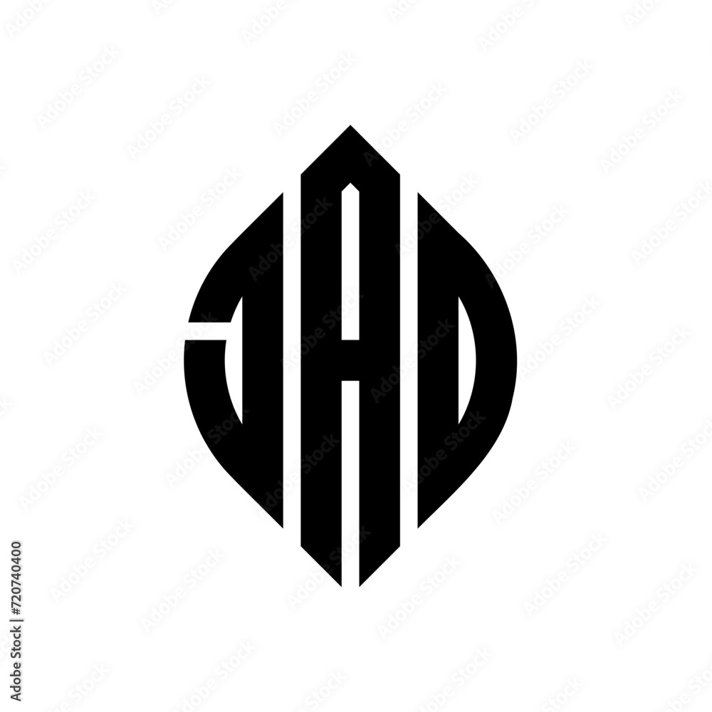 JAD circle letter logo design with circle and ellipse shape. JAD ellipse letters with typographic style. The three initials form a circle logo. JAD circle emblem abstract monogram letter mark vector. JAD circle letter logo design with circle and ellipse shape. JAD ellipse letters with typographic style. The three initials form a circle logo. JAD circle emblem abstract monogram letter mark vector.