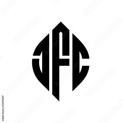 JFC circle letter logo design with circle and ellipse shape. JFC ellipse letters with typographic style. The three initials form a circle logo. JFC circle emblem abstract monogram letter mark vector. photo