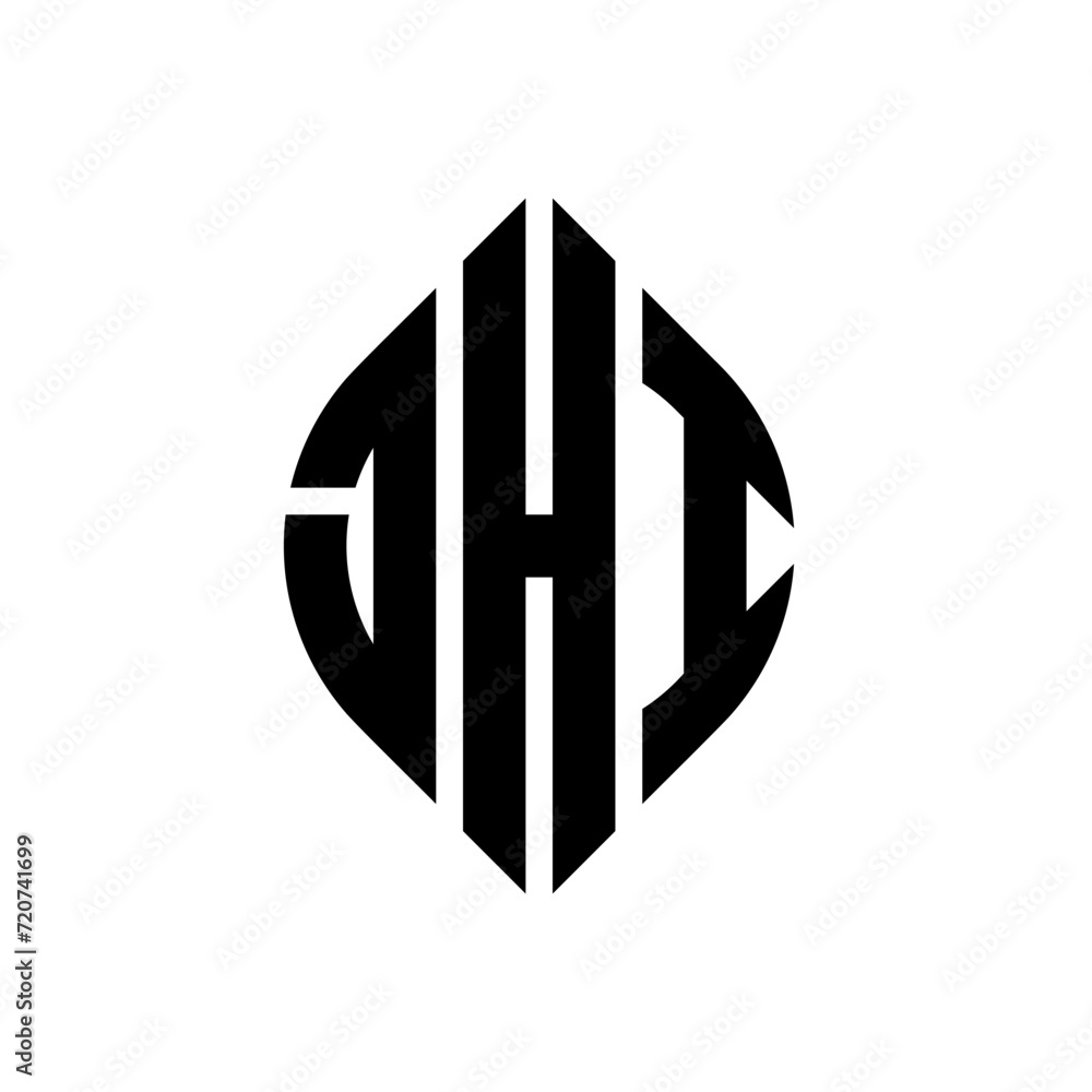 JHI circle letter logo design with circle and ellipse shape. JHI ellipse letters with typographic style. The three initials form a circle logo. JHI circle emblem abstract monogram letter mark vector. JHI circle letter logo design with circle and ellipse shape. JHI ellipse letters with typographic style. The three initials form a circle logo. JHI circle emblem abstract monogram letter mark vector.