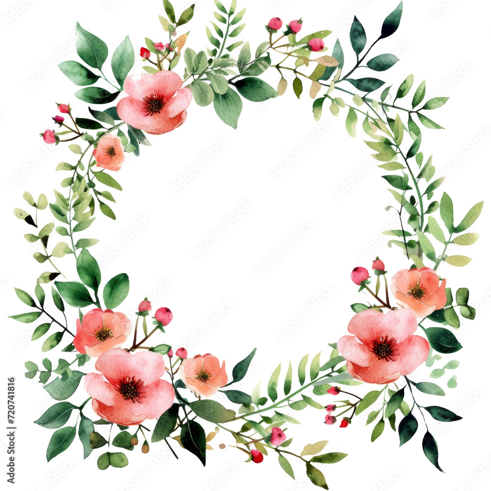 Fototapeta premium watercolor wedding elegant border isolated