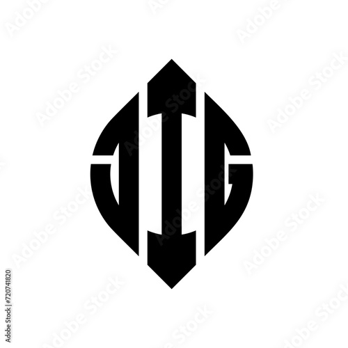 JIG circle letter logo design with circle and ellipse shape. JIG ellipse letters with typographic style. The three initials form a circle logo. JIG circle emblem abstract monogram letter mark vector.