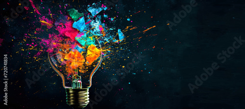 Innovative Ideas, Colorful Explosion from Shattered Light Bulb